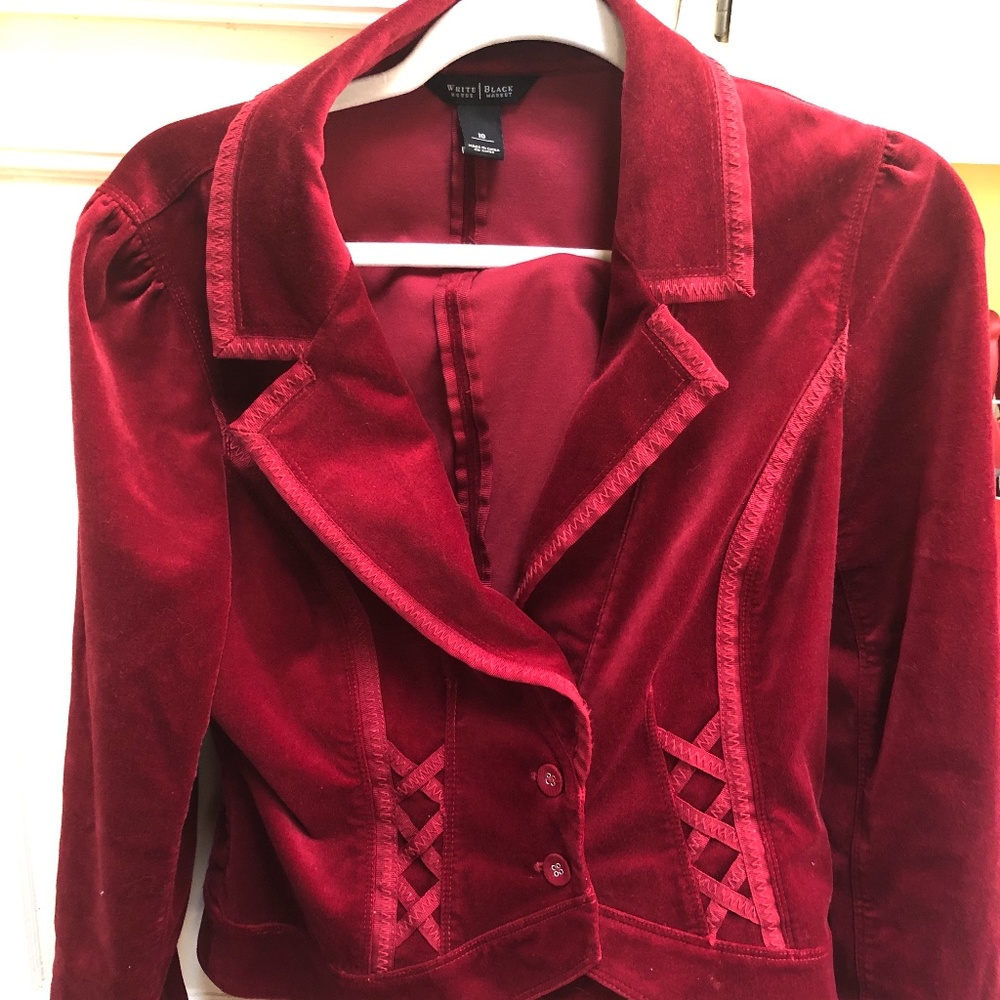 Red White House black market suit jacket